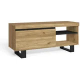 SKRAUT HOME - Tv-möbel Mod.natural 'eiche/schwarz', 1 Tür und 2 Wohnungen, Wohnzimmer, 120x40x53cm