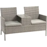 greemotion Rattan-Bank Felin, Gartenbank mit Tisch, ca. 141 x 86,5 x 66 cm, Grau