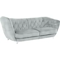 Big-Sofa LEONIQUE "Retro" Sofas Gr. B/H/T: 256 cm x 85 cm x 115 cm, Chenille, Hohe Armlehne links, grau (titano) XXL Sofas