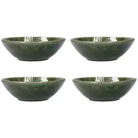 Mikasa Jardin 4pc Pasta Schüssel Set, 4x glasierte Steingut Pasta Schalen, Grünes Botanisches Design, Dinner Schalen für Pasta, 20cm - Spülmaschinenfest & Stapelbar