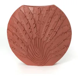 Vase Blatt Terrakotta 60 cm - Rot Harz Amadeus 14.5x64.2 cm