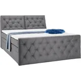 Carryhome Boxspringbett, Grau, Textil, H2, Höhe ca. 16 cm, 180x200 cm, Bettkasten, gepolstertes Kopfteil, Federkernmatratze, Stoffauswahl, Topper durchgehend, in verschiedenen Größen erhältlich, Schlafzimmer, Betten, Doppelbetten