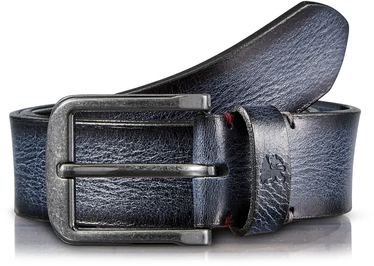 Ledergürtel LERROS "Ledergürtel *James*", Herren, Gr. 100, blau (navy), Leder, Gürtel Ledergürtel