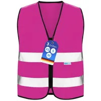 EAZY CASE Warnweste Kinder Warnweste Reißverschluss Reflektierende Kleidung für Kinder Warnweste Straße, Größe S in Pink rosa 134-140