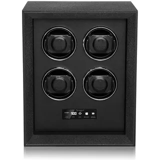 MODALO SafeSystem Uhrenbeweger – Automatischer Watch Winder für 2/4 / 8/12 Uhren, geeignet für Tresore, leiser Motor, luxuriöse zur sicheren Aufbewahrung (Uhrenbeweger für 4 Uhren, Schwarz)