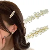 Ypkia 2 Stück Automatisch Perlen Haarspangen Damen Dünnes Haar Haarspange Klein Für Frauen und Mädchen haarschmuck