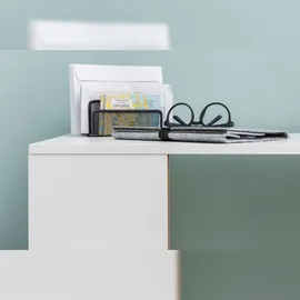 KADIMA DESIGN Schreibtisch WL5.692 mit Regal 120 x 120 x 53 cm Matt Holz Modern, Schreibtischregal Ablagefächer PC Tisch, Computertisch mit Ablage, Weißer