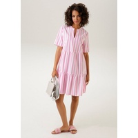 Aniston CASUAL Sommerkleid Gr. 44, N-Gr, rosa-weiß-gestreift, , 38146448-44 N-Gr