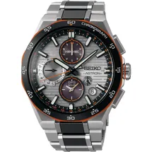 Seiko Astron GPS Solar Dual Time Chronograph Limited Edition Herrenuhr Chrono Titan Schwarz/Orange LE