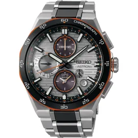 Seiko Astron GPS Solar Dual Time Chronograph Limited Edition Herrenuhr Chrono Titan Schwarz/Orange LE