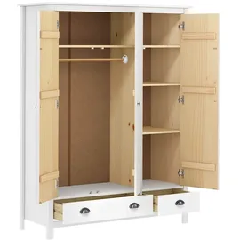 vidaXL Kleiderschrank mit 3 Türen Hill Weiß 127x50x170 cm Kiefernholz