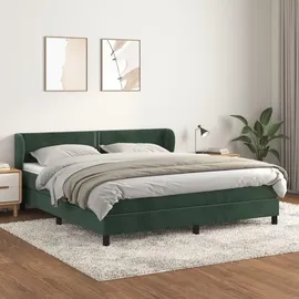vidaXL Boxspringbett mit Matratze Dunkelgrün 160x200 cm Samt - Grün