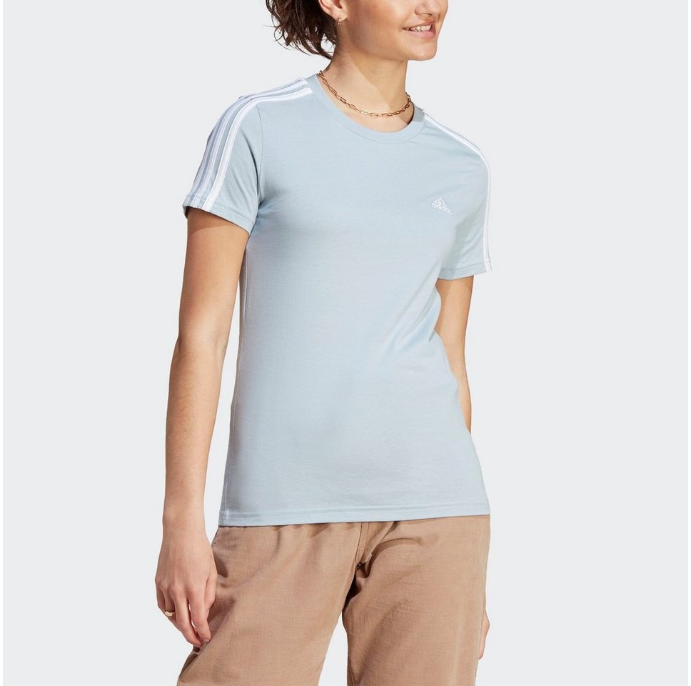 adidas Sportswear T-Shirt LOUNGEWEAR ESSENTIALS SLIM 3-STREIFEN blau M