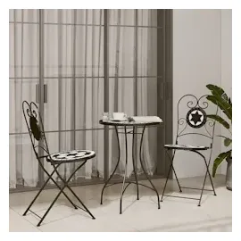 vidaXL Mosaik-Bistrotisch Schwarz und Weiß Ø50x70 cm Keramik