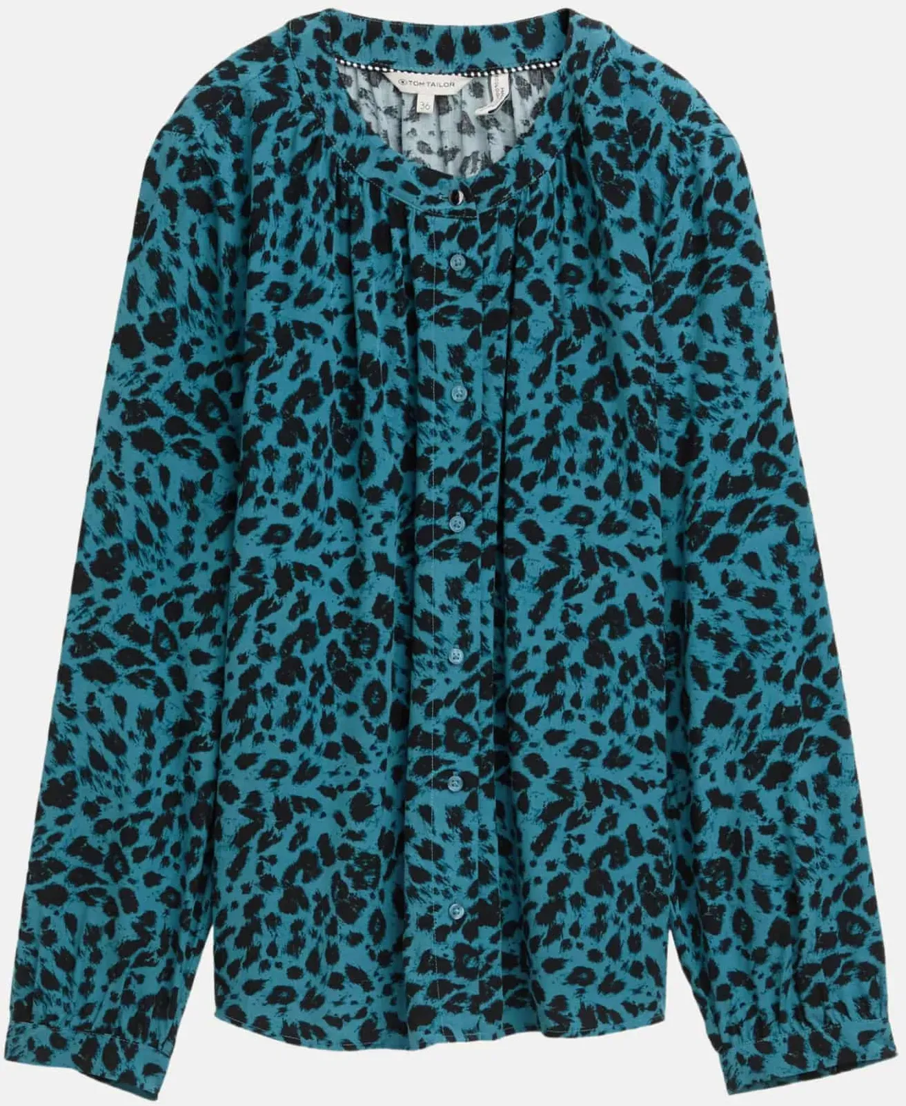 Bluse mit Leopardenmuster Blau 38