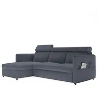 GREKPOL Sofa mit Schlaffunktion 160x220 - Grau Ecksofa mit Schlaffunktion und Bettkasten - Sofa 3 Sitzer - Schlafsofa - Couch - Schlafsofa mit Bettkasten - Soro-Gewebe