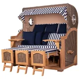 bene living Strandkorb Komplettset Ammersee Grande XXL Teak Bullauge PE grau Modell 518