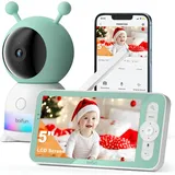 BOIFUN Babyphone mit Kamera App, 2K HD Bild, PTZ 355°/60°, 4×Zoom, Automatische Verfolgung, Weinen/Bewegungs/Geräuscherkennung, Temperatur und Feuchtigkeitsmessung