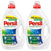 Persil Universal Kraft-Gel 100 WL (2 x 50 Waschladungen), Flüssigwaschmittel mit Tiefenrein Technologie, Waschmittel für reine Wäsche und hygienische Frische für die Maschine, wirksam ab 20 °C