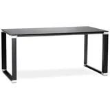 KADIMA DESIGN Computertisch Glas-Metall | 160 x 80 cm | Design Chromakzente Robust | Schwarz | Schreibtisch
