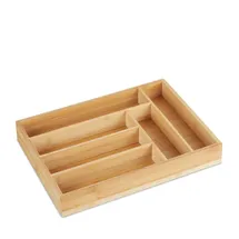 Relaxdays Besteckkasten Schubladeneinsatz mit 6 Fächern Bambus 5 x 25,5 x 35,5 cm natur