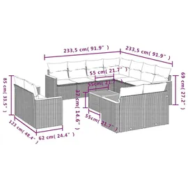vidaXL 12-teiliges Gartensofa-Set Loungesofa schwarz