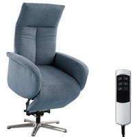 CAVADORE TV-Sessel Juba / Pflegeleichter Fernsehsessel mit Aufstehhilfe + elektrisch verstellbarer Relaxfunktion / 2 E-Motoren / 75 x 112 x 82 / Soft Clean Bezug, Hellblau