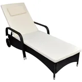 vidaXL Sonnenliege mit Rollen Poly Rattan Schwarz