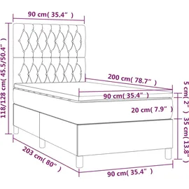 vidaXL Boxspringbett 90 x 200 cm Creme