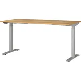 Germania JET höhenverstellbarer Schreibtisch navarra-eiche rechteckig, T-Fuß-Gestell silber 160,0 x 80,0 cm