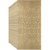 Baketron Küche Fliesenaufkleber PVC, 10 Stück Mosaik Fliesenaufkleber 30x60cm Selbstklebende Fliesen für Badezimmer Selbstklebend Wasserdicht Fliesensticker Mosaikstil - Champagner