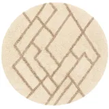 RugVista Riviera, Badematte, Moderne Teppiche, Ø 90 cm, Rund, Niedriger Stapel, Maschinenwäsche, Beige/Natural