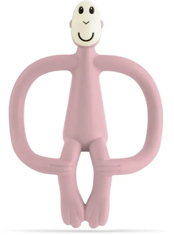Matchstick Monkey Teething Toy and Gel Applicator Beißring mit 2 in 1 Bürste Dusty Pink 1 St.