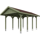 SKANHOLZ Skan Holz Wallgau - Satteldach Einzelcarport Breite 380 cm Gr. 1 - 380 x 600 cm Dachschalung Dachschalung mit Dachschindeln (rot) farblich unbehandelt Holzcarport