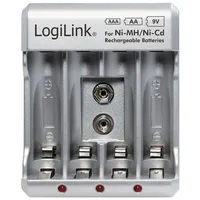 Logilink PA0168 Akku-Ladegerät für "AA/AAA/9V Ni-MH/Ni-Cd Akkus" Silber