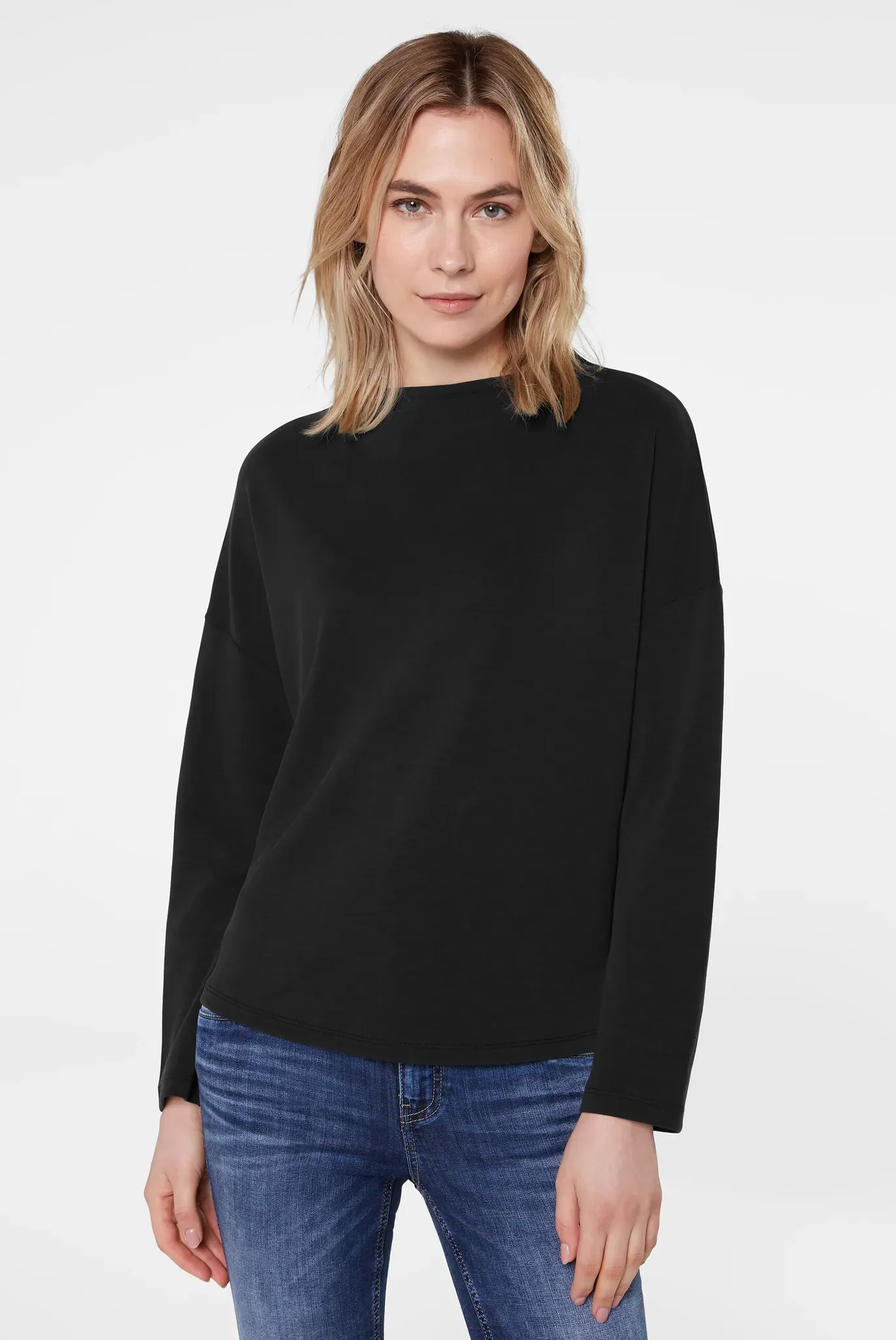 Sweater SENSES.THE LABLE Gr. M, schwarz Damen Sweatshirts mit überschnittenen Schultern