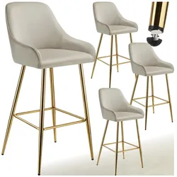 tectake® Barstuhl, in Samtoptik, gepolstert, schlanke, robuste Stahlbeine, 48,5 x 57 x 108 cm, Belastbarkeit 120 kg