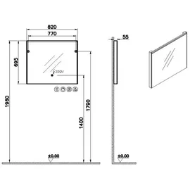 Vitra Aurinia/Sento 82 x 69,5 cm Chrom