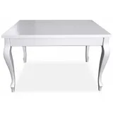 Ares Meble Esstisch Ausziehbar ALAN - Glamour Esstisch Holz, Dining Table aus Buchenholz, 12 Personen - 200 x 100 + 2 x 50 cm - Weiß - Weiß