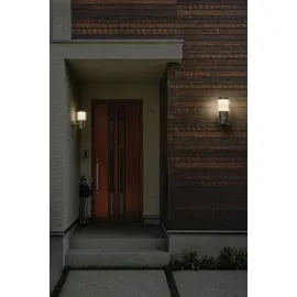 LEDVANCE ENDURA STYLE RONDO WALL SEN Außenleuchte, 9,5W, 700lm, Wandleuchte, Edelstahl, Bewegungsmelder, Tageslichtsensor, IP44 Schutzklasse, 3.000K Farbtemperatur, warmweiße Lichtfarbe