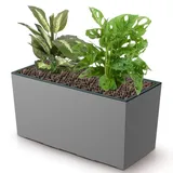 Blumenkübel Blumentopf Rattan Trapez Mocca Glatt Struktur H 19,5 cm 12 L