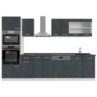 Vicco Küchenzeile R-Line 300 cm Schwarz Beton/Weiß