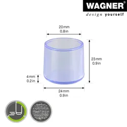 WAGNER Kappen für Stahlrohr rund 4tlg. - Ø 20/24 x 23 mm, Abrieb 5 mm, Kunststoff transparent - 15067299