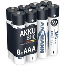 Ansmann Akku Micro AAA 800 mAh 1,2V NI-MH, 8 Stück