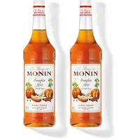 Monin Sirup Pumpkin Spice (1 x 1,0l) - Aromatischer Kürbisgewürz Sirup für Pumpkin Spice Latte - Kaffee und Cocktails - Herbst Getränke - ohne künstliche Zusätze (Packung mit 2)