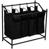 [en.casa] Wäschesammler Vamdrup mit 4 Wäschetaschen 18 L Metallgestell Schwarz