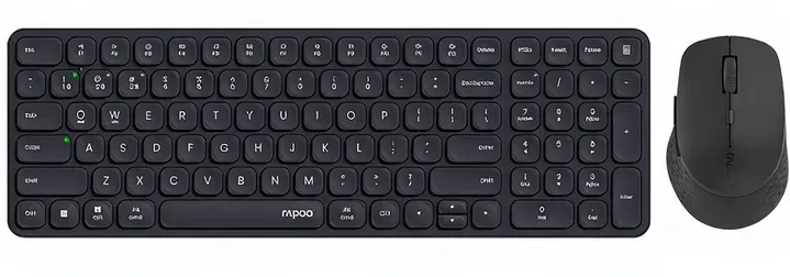Rapoo 9360M Kabelloses Tastatur- und Maus-Set, Blade-Series E9310M 99-Tasten-Ultradünne Tastatur und M300G Leise Maus, Unterstützt bis zu 4 Geräte, Leise, Kompakt, Akkubetrieben, Für Windows/Mac/Linux/Chrome – Schwarz