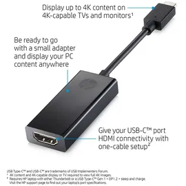 HP USB-C-zu-HDMI Adapter 2,5 cm Schwarz