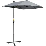 Outsunny Sonnenschirm Halbrund 1,9 X 2 M Doppelsonnenschirm Mit Handkurbel Ständer Halbschirm Sonnenschirm Marktschirm Gartenschirm Terrassenschirm Für Garten Terrassen Höfe Dunkelgrau