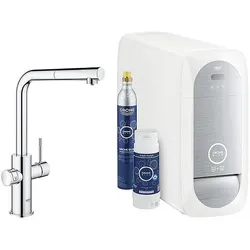 Spültischmischer Grohe Blue Home Starter Kit, herausziehbarer L-Auslauf, chrom mit Filter S-Size, CO2 Flasche und Kühler - 31539000